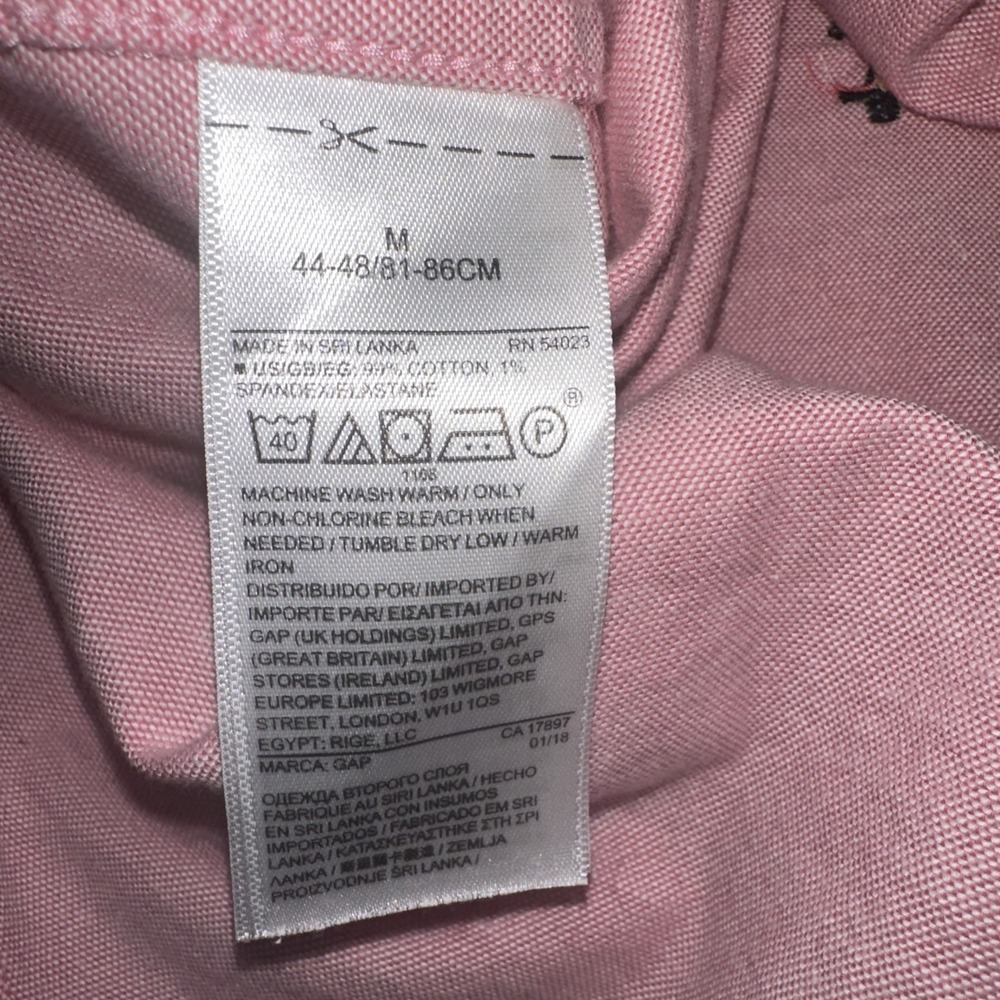 Gap Shirt Mens Medium Pink Short Sleeve Embroidered Toucans Standard Fit Stretch - Picture 6 of 6